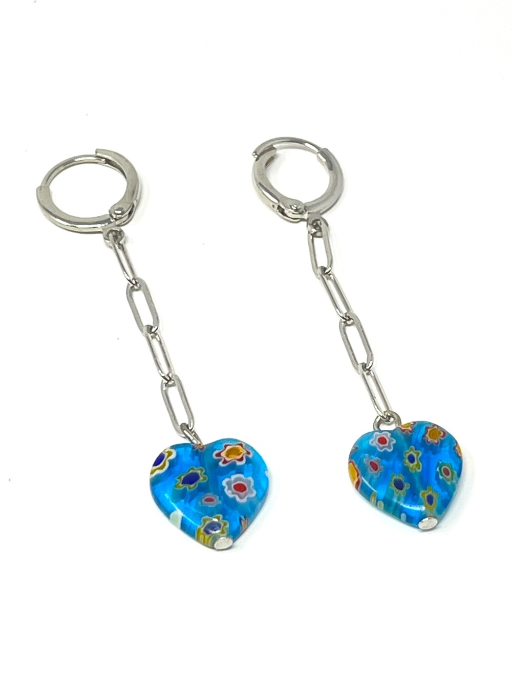 New Anthropologie Drop Heart Silver Earrings